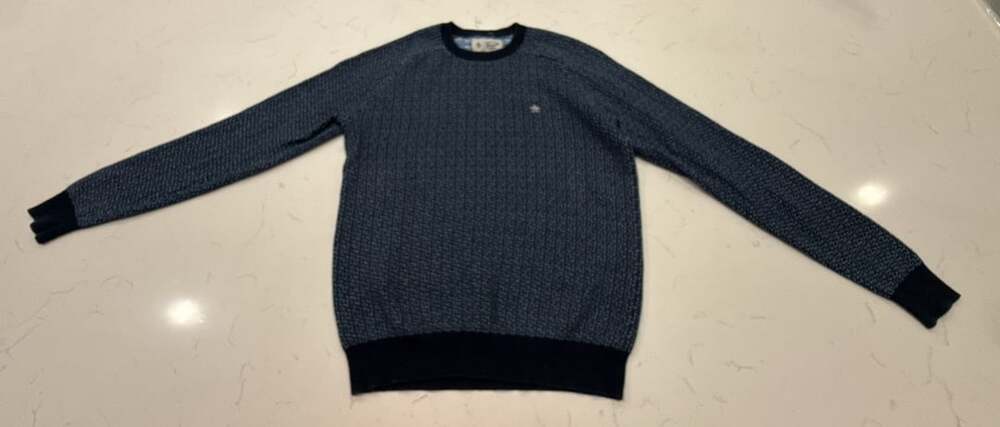 Original Penguin Geometric Jacquard Crewneck Sweater Size M Blue